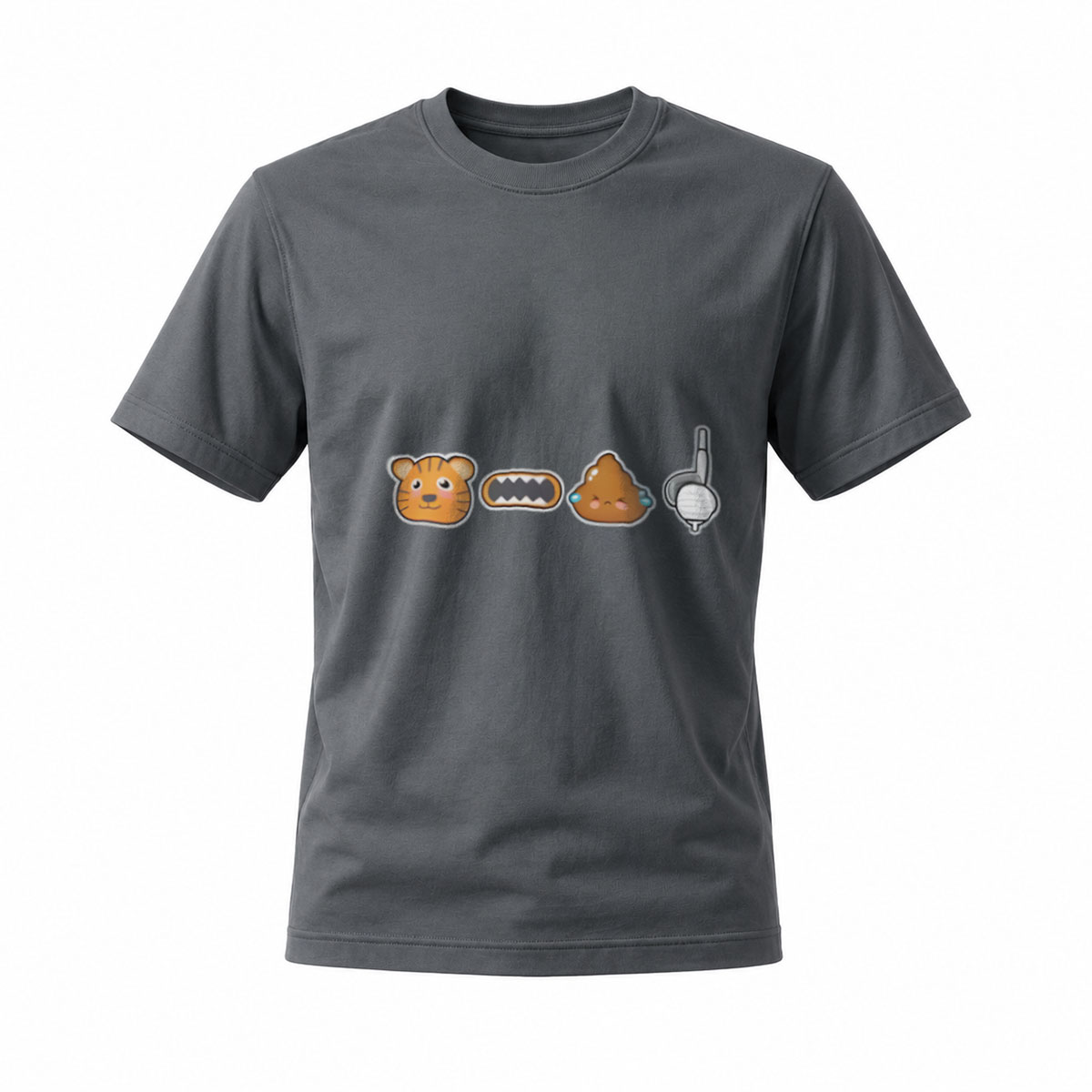 Cute Animal Emoji T-Shirt Men's Black Casual Gift Wear - Image 6