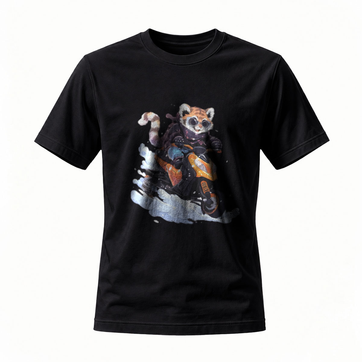 Cute Red Panda Riding Motorcycle T-Shirt Men's Casual Wear