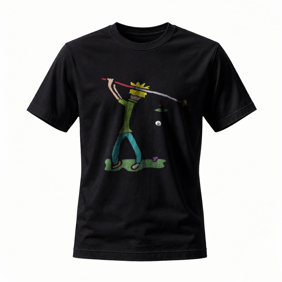 Golf Player Cartoon Print Men's T-Shirt Casual Wear Gift