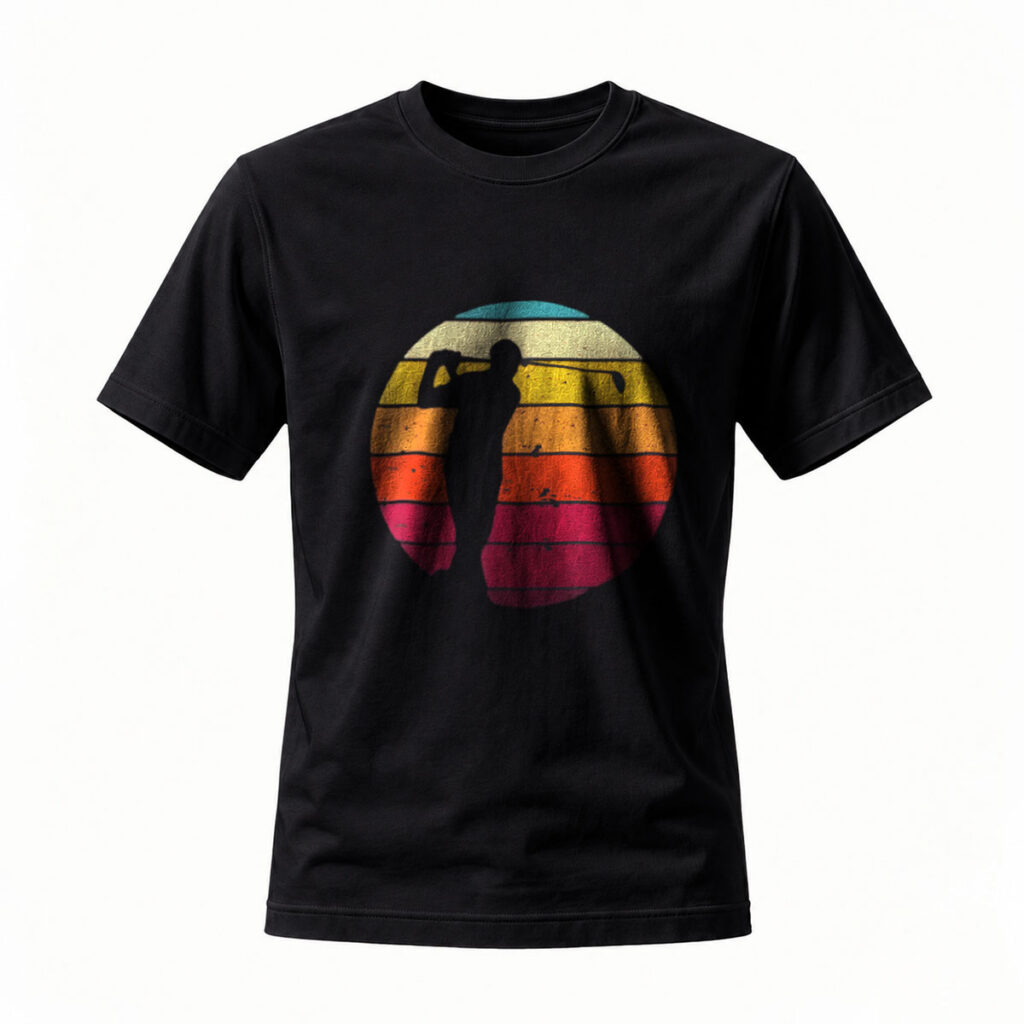 Vintage Golfer Sunset Silhouette Men's T-Shirt