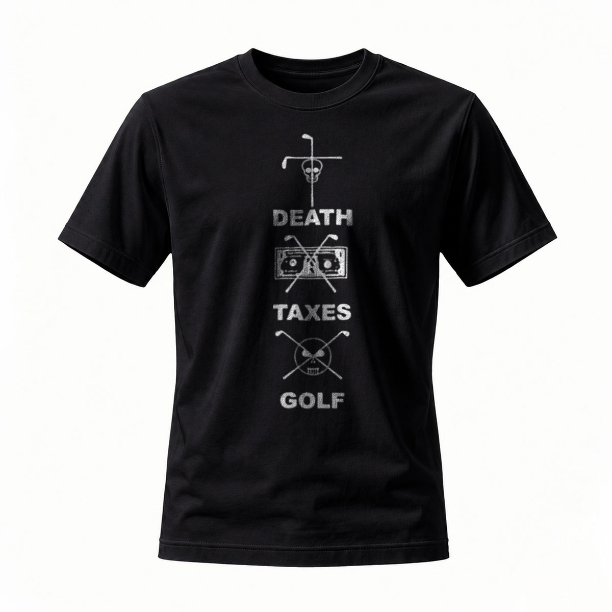 Death Taxes Golf T-Shirt Men's Casual Funny Graphic Tee