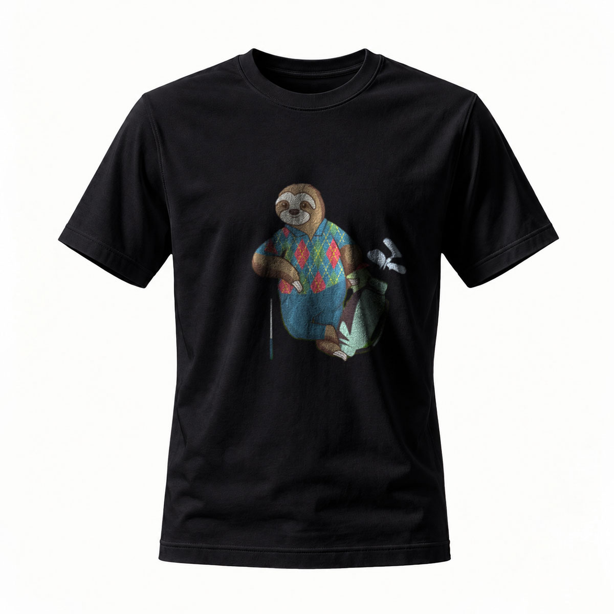 Sloth Golfer T-Shirt Men's Funny Animal Print Casual Wear