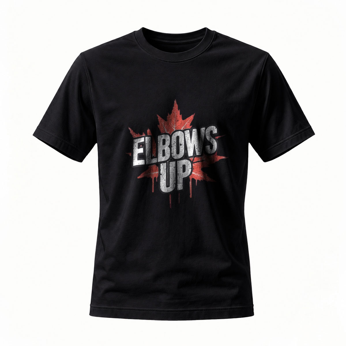 Elbows Up Maple Leaf T-Shirt Men's Casual Graphic Tee