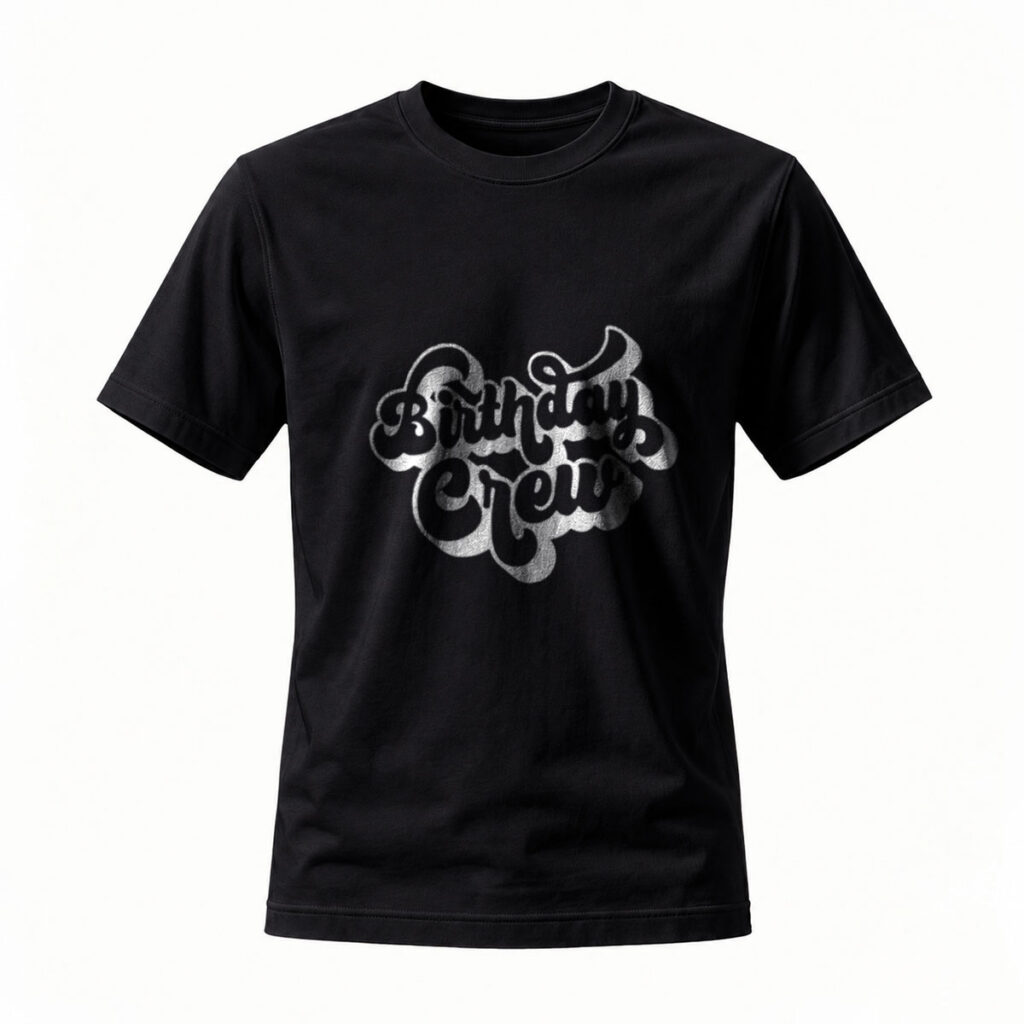 Birthday Crew T-Shirt Men's Black Graphic Tee Party Gift