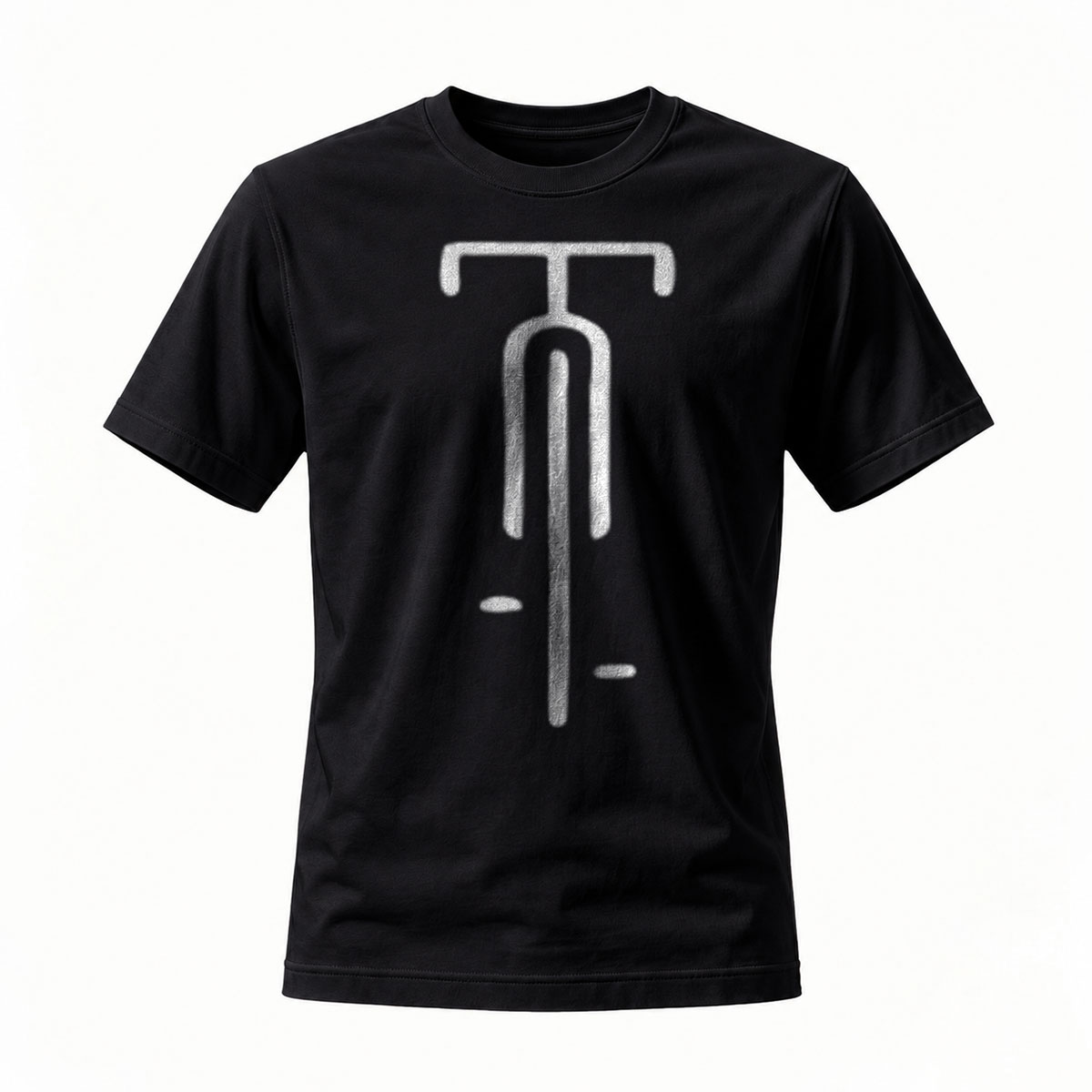 T-Shirt Men's Black Graphic Tee Silver Logo Casual Wear