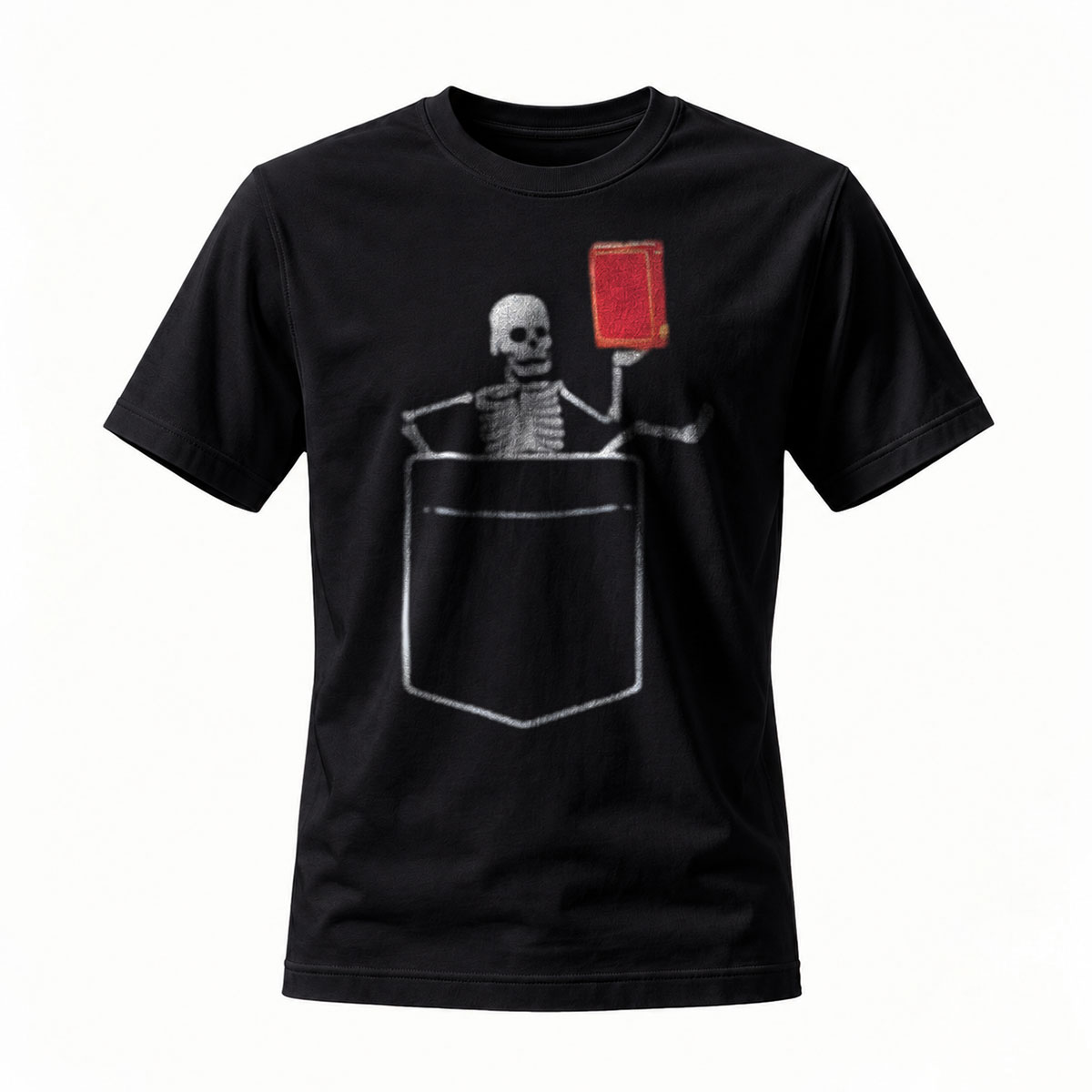 Skeleton in Pocket Reading Book Men's T-Shirt Funny Gift