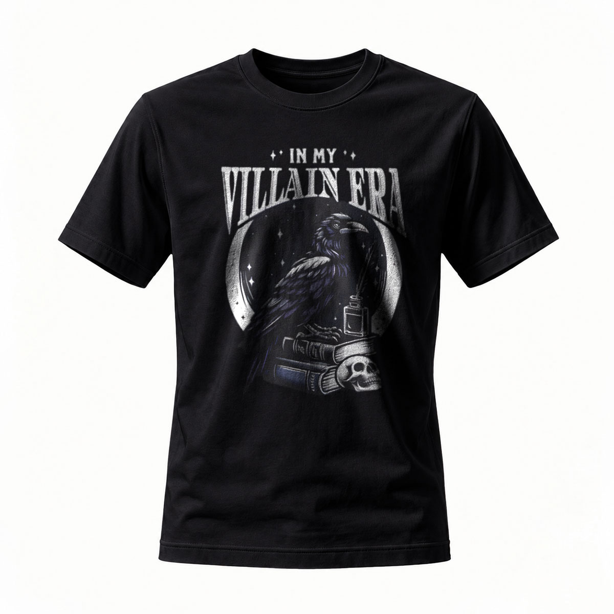 In My Villain Era Raven Moon T-Shirt Men's Black Gothic Graphic Tee