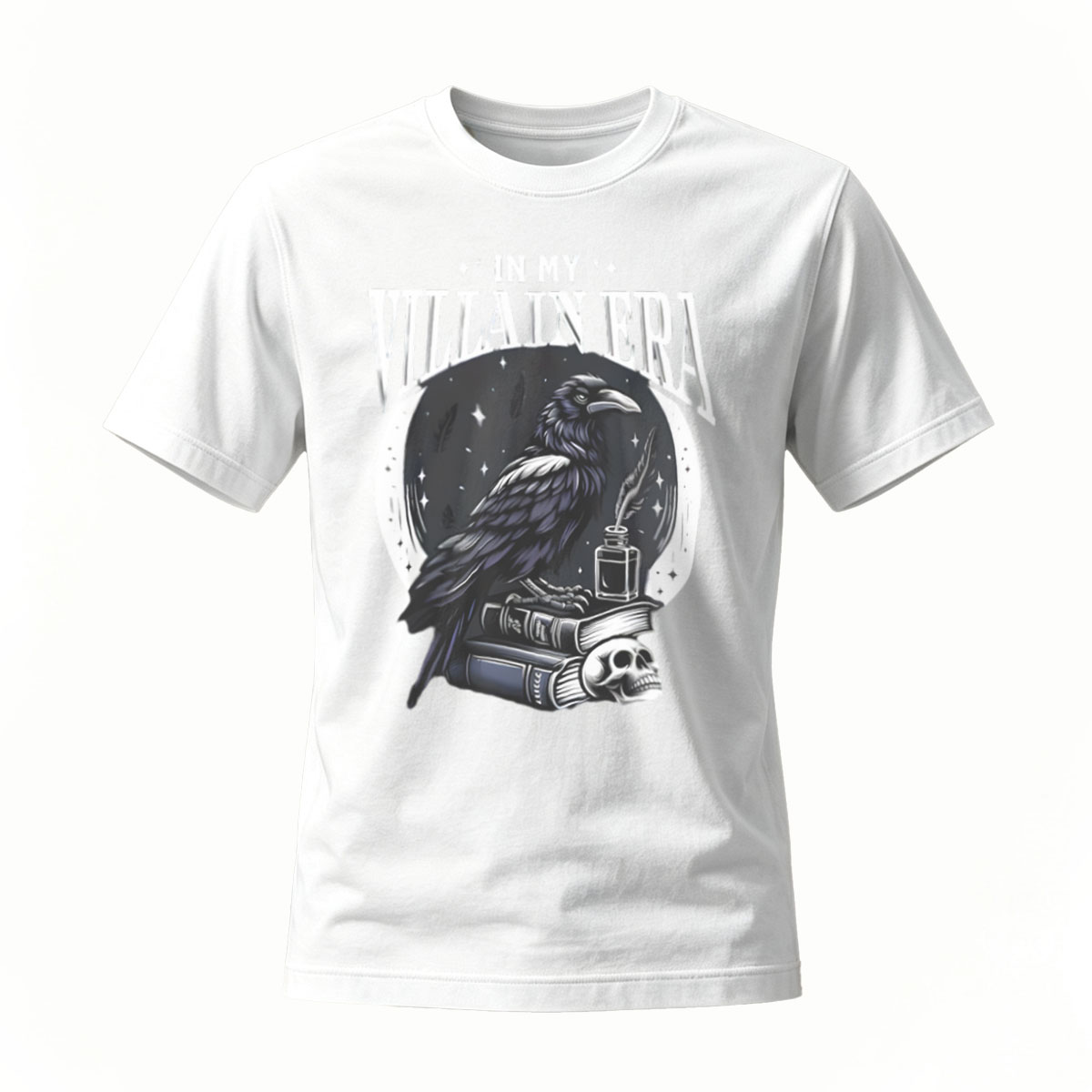 In My Villain Era Raven Moon T-Shirt Men's Black Gothic Graphic Tee - Image 2
