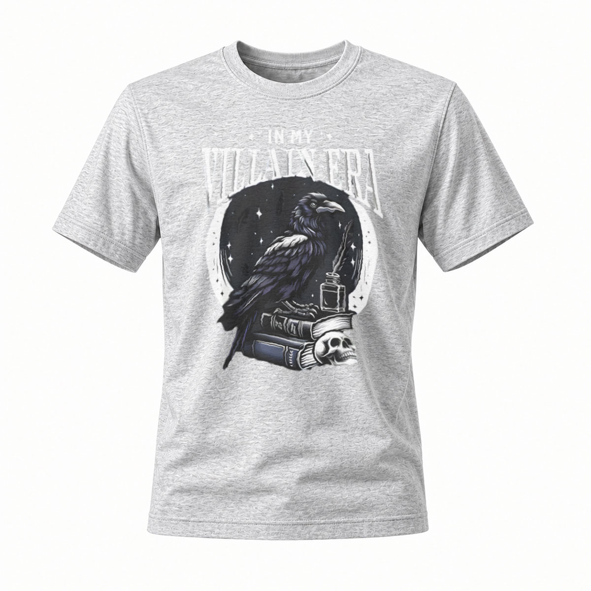 In My Villain Era Raven Moon T-Shirt Men's Black Gothic Graphic Tee - Image 3