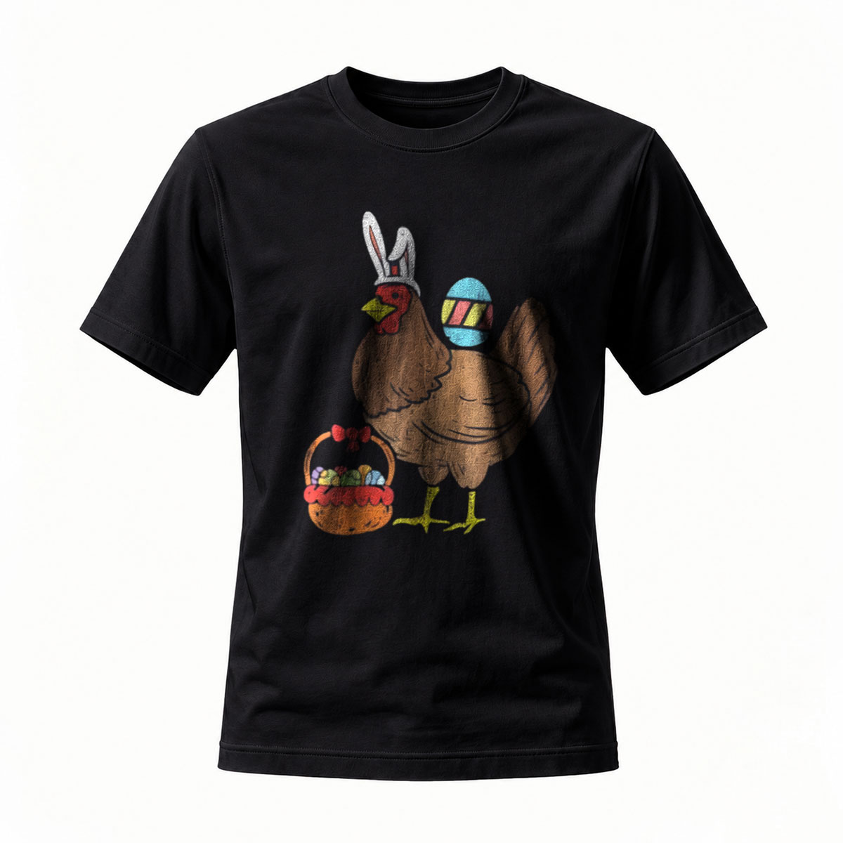 Easter Turkey Chicken with Bunny Ears and Egg Basket T-Shirt