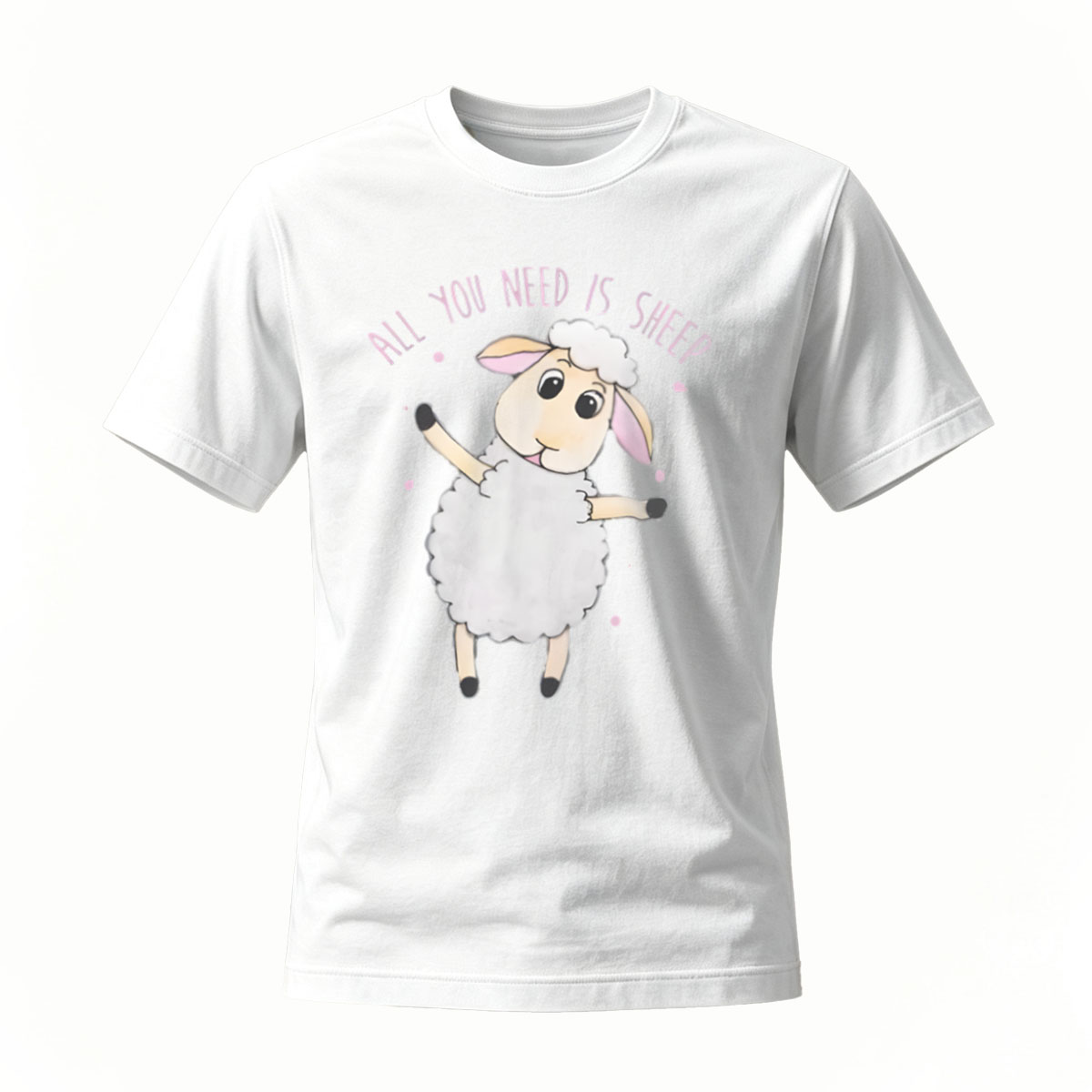 All You Need Is Sheep Funny Cartoon Sheep T-Shirt - Image 2