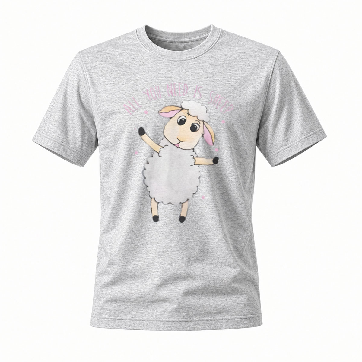 All You Need Is Sheep Funny Cartoon Sheep T-Shirt - Image 3