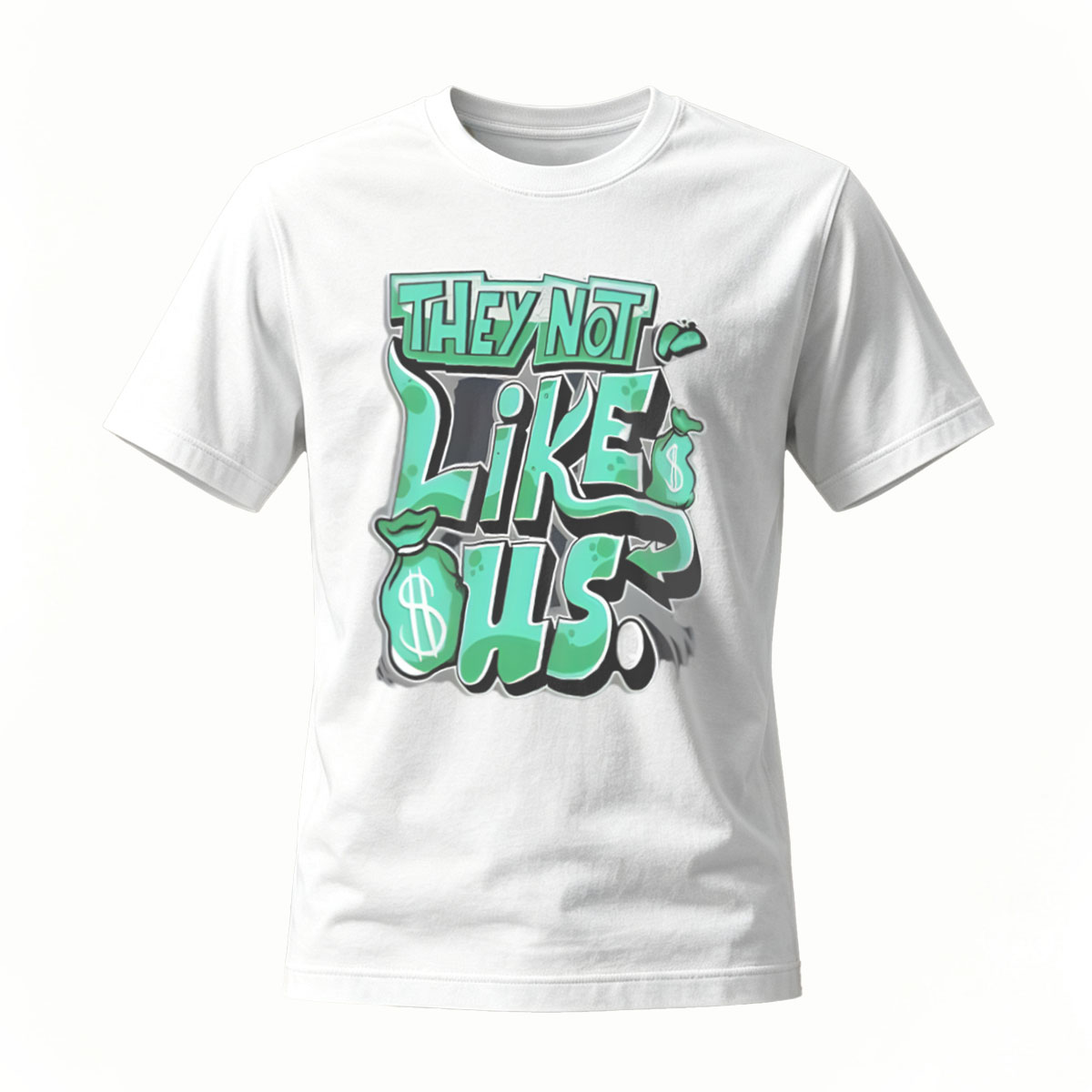 They Not Like Us Green Graffiti T-Shirt Men's Casual Streetwear - Image 2
