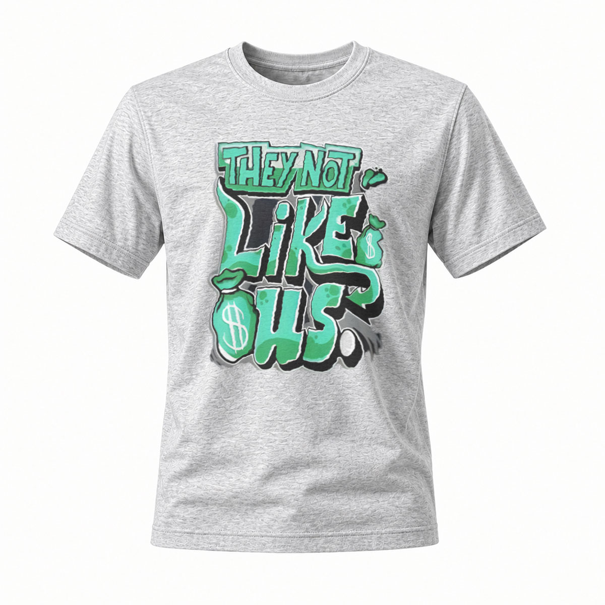 They Not Like Us Green Graffiti T-Shirt Men's Casual Streetwear - Image 3