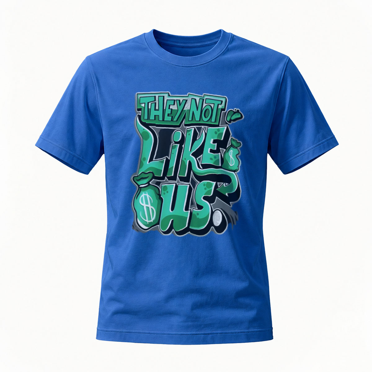 They Not Like Us Green Graffiti T-Shirt Men's Casual Streetwear - Image 4