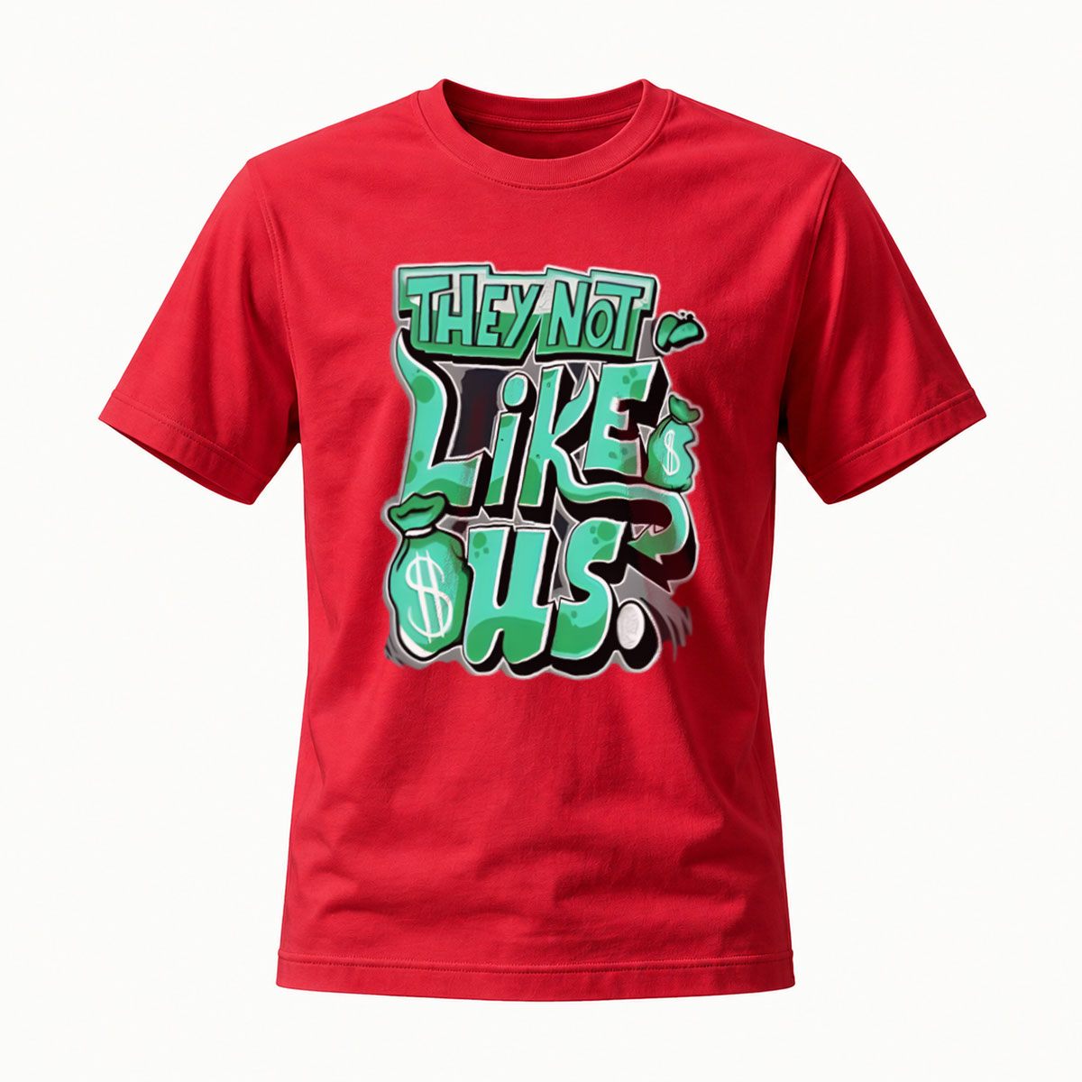 They Not Like Us Green Graffiti T-Shirt Men's Casual Streetwear - Image 5