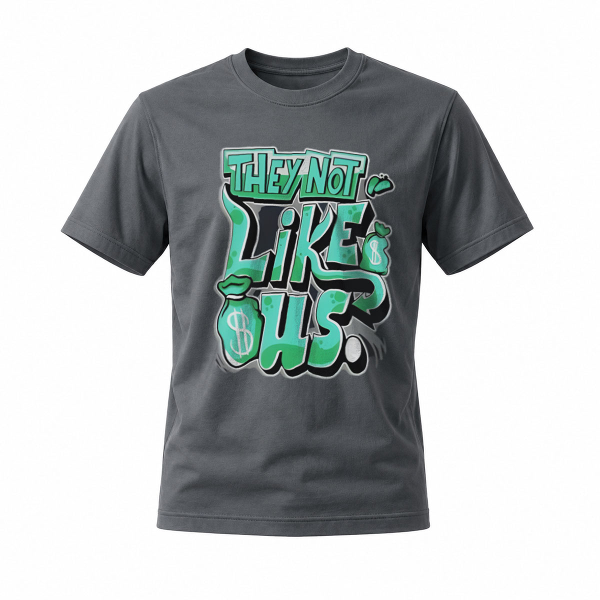 They Not Like Us Green Graffiti T-Shirt Men's Casual Streetwear - Image 6