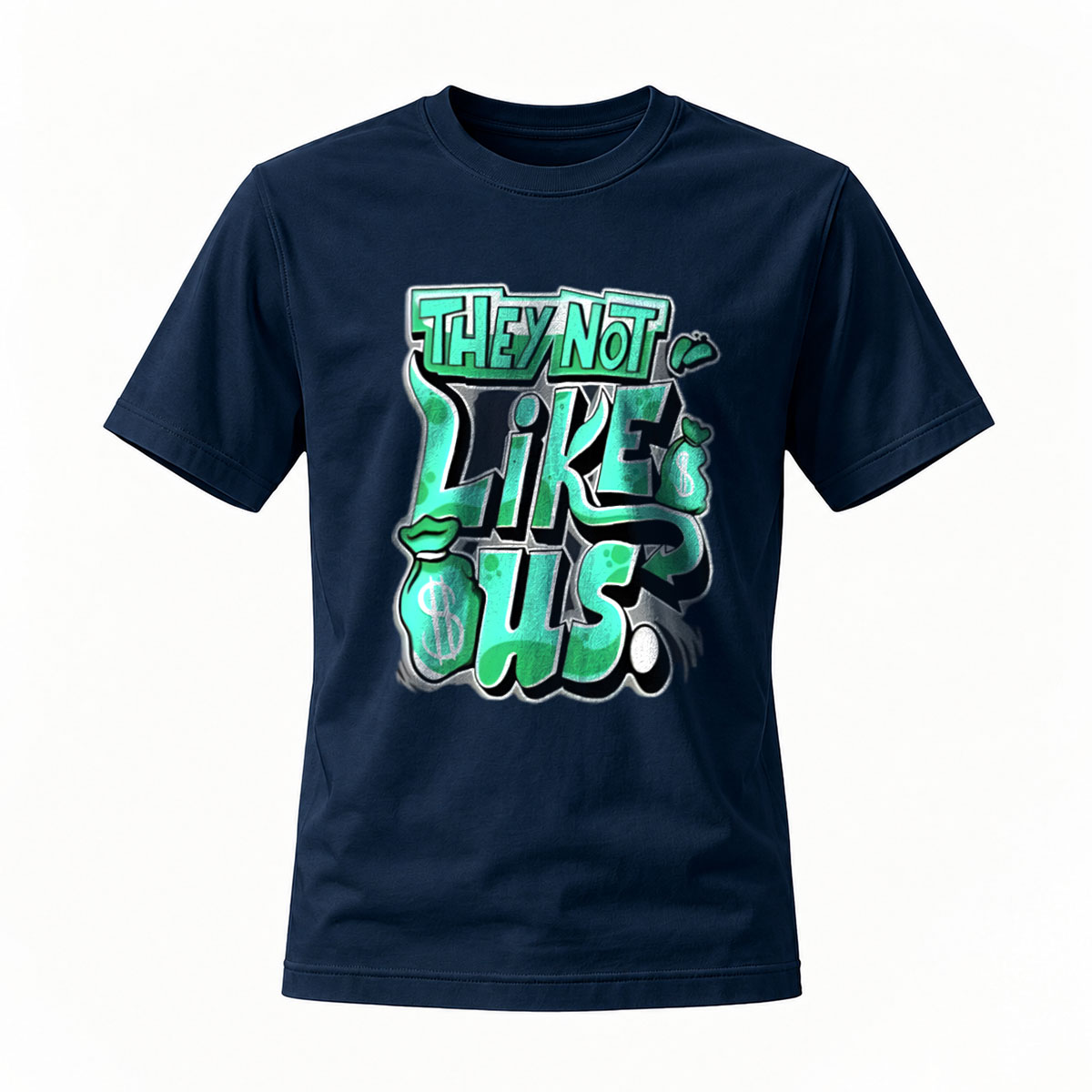 They Not Like Us Green Graffiti T-Shirt Men's Casual Streetwear - Image 7