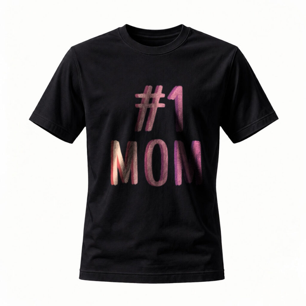 #1 Mom Glitter Print T-Shirt Women's Gift For Mother's Day