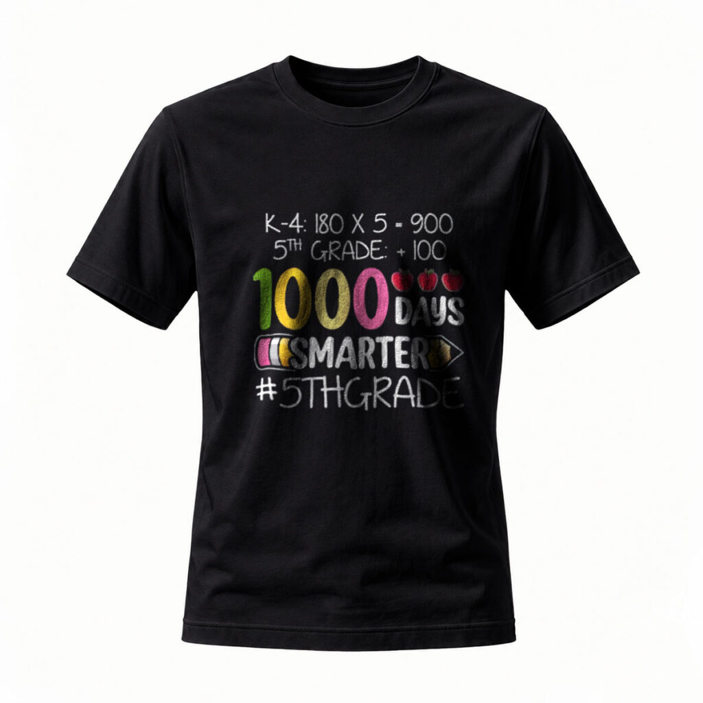 1000 Days Smarter 5th Grade Celebration T-Shirt for Kids