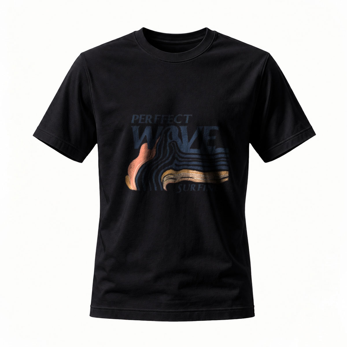 Perfect Wave Surfing T-Shirt Men's Black Graphic Tee
