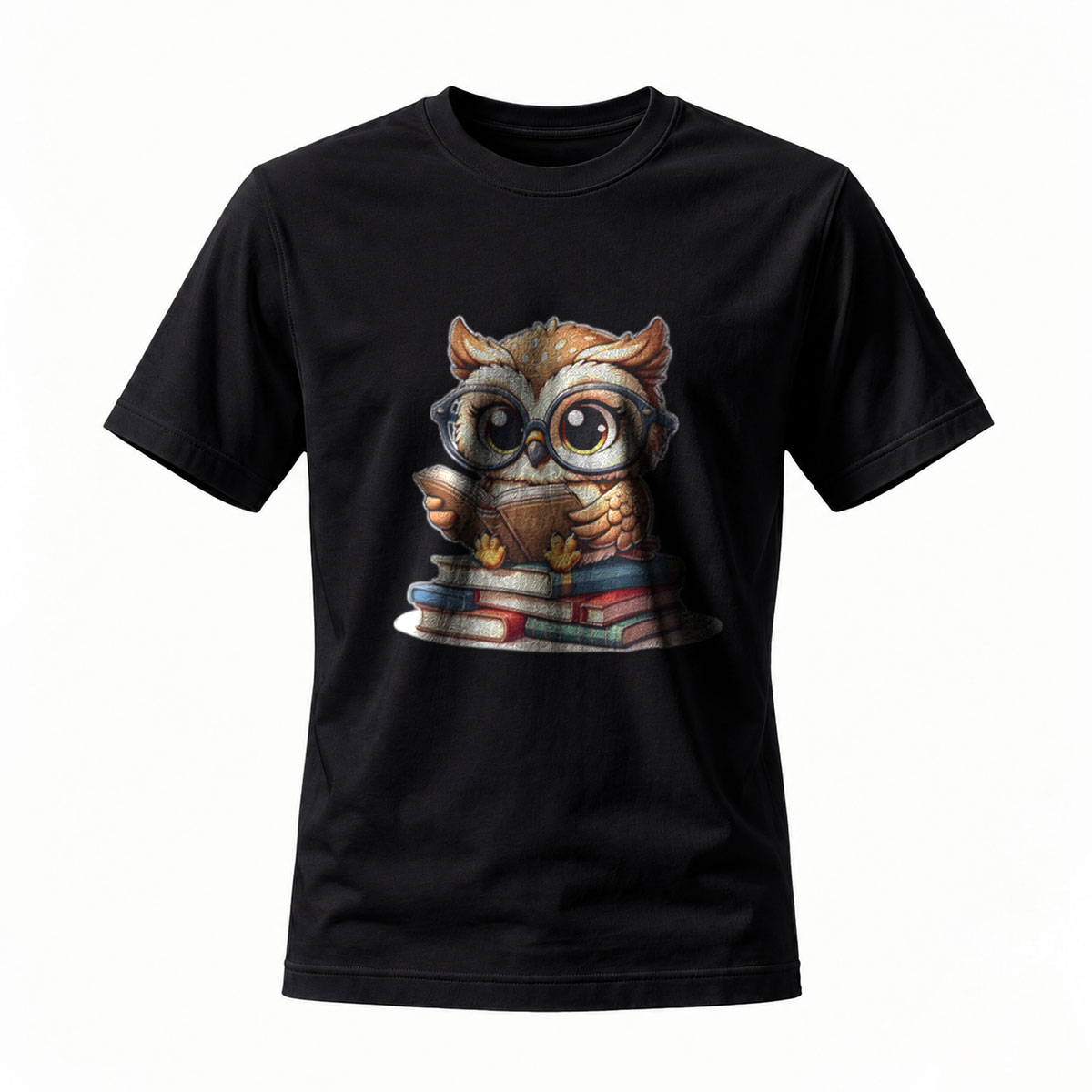 Owl Reading Books T-Shirt Men's Women's Casual Wear Gift