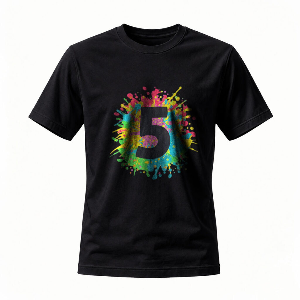 Colorful Number 5 Splash Design Men's T-Shirt