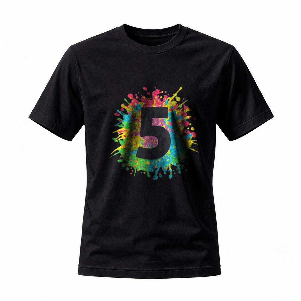 Colorful Number 5 Splash Design Men's T-Shirt