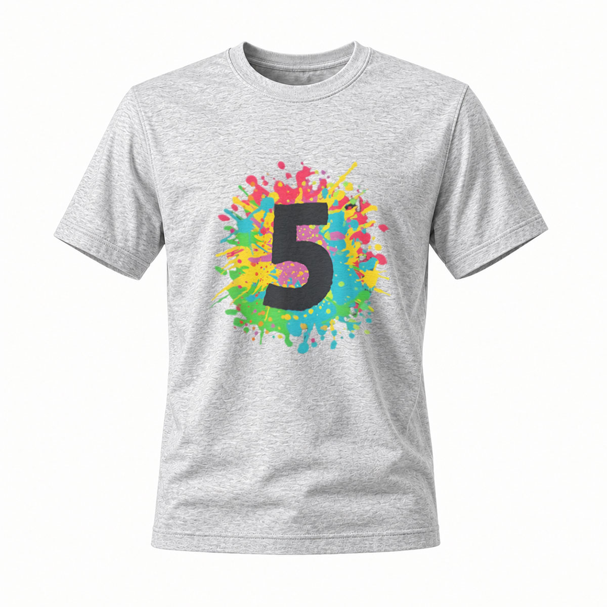 Colorful Number 5 Splash Design Men's T-Shirt - Image 3