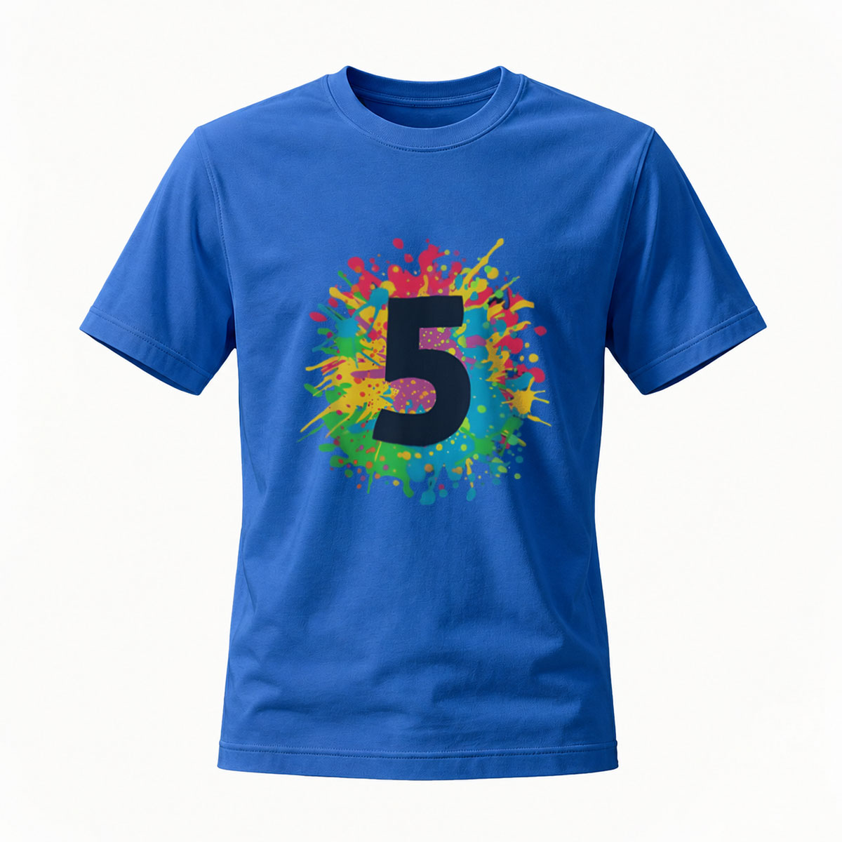 Colorful Number 5 Splash Design Men's T-Shirt - Image 4