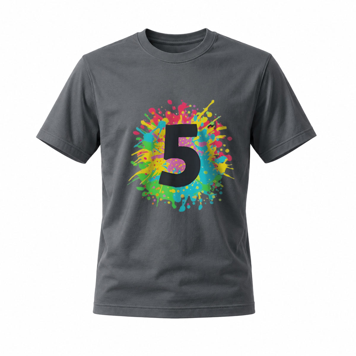 Colorful Number 5 Splash Design Men's T-Shirt - Image 6