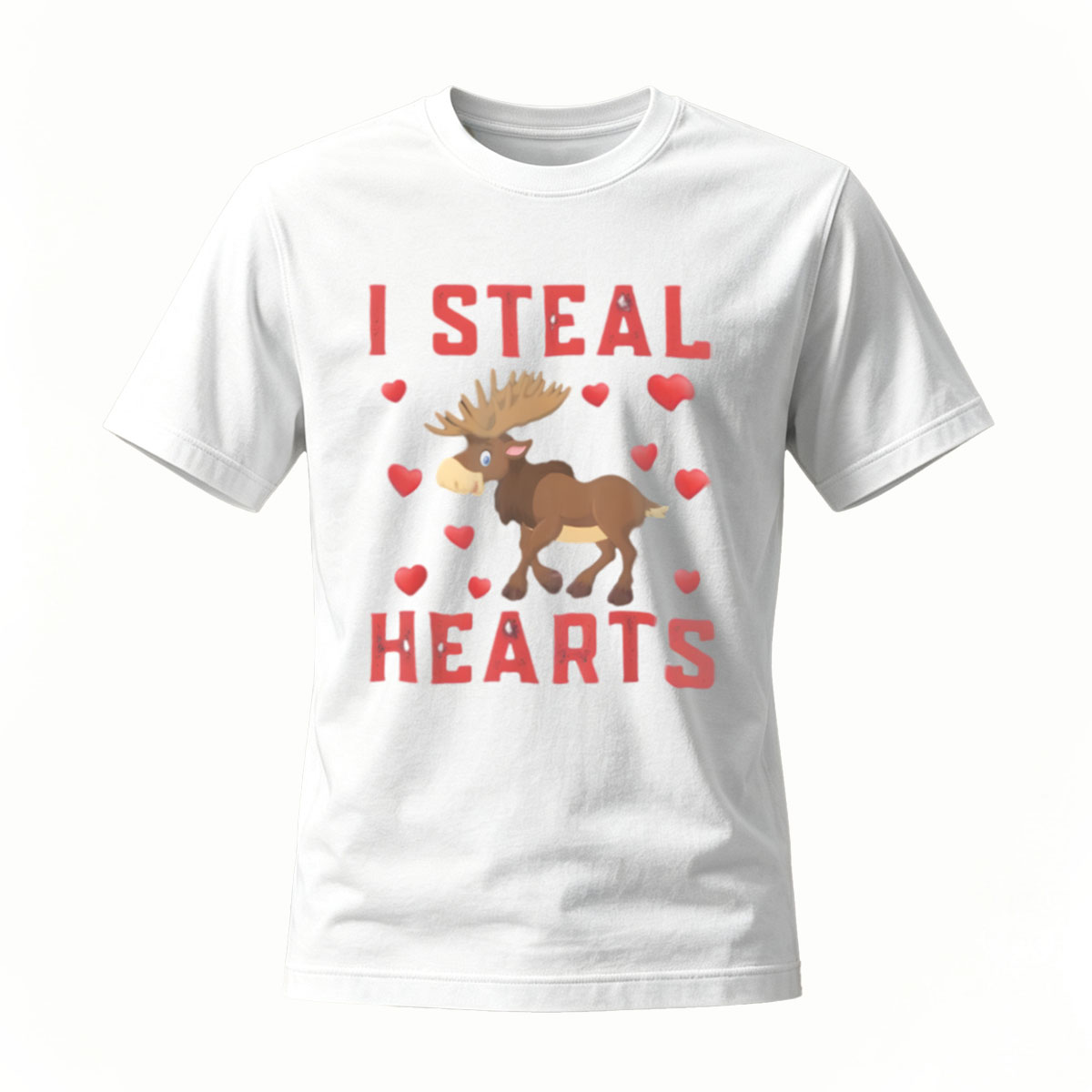 I Steal Hearts Moose T-Shirt Valentine Gift for Him Her - Image 2