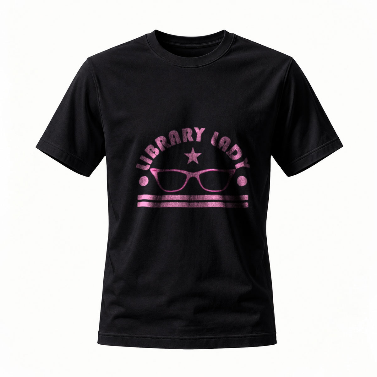 Library Lady Pink Glasses T-Shirt Women's Casual Wear