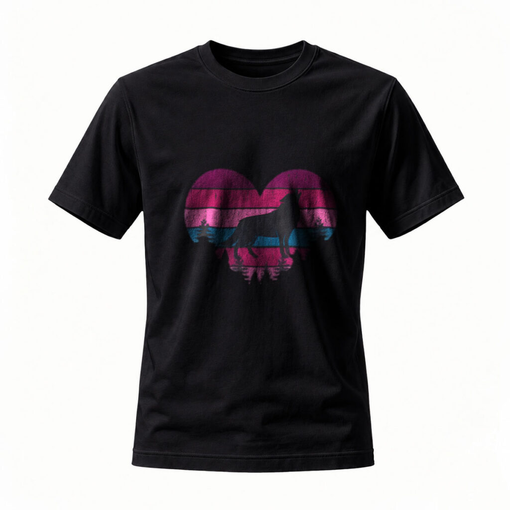 Wolf Heart Retro Graphic Men's T-Shirt