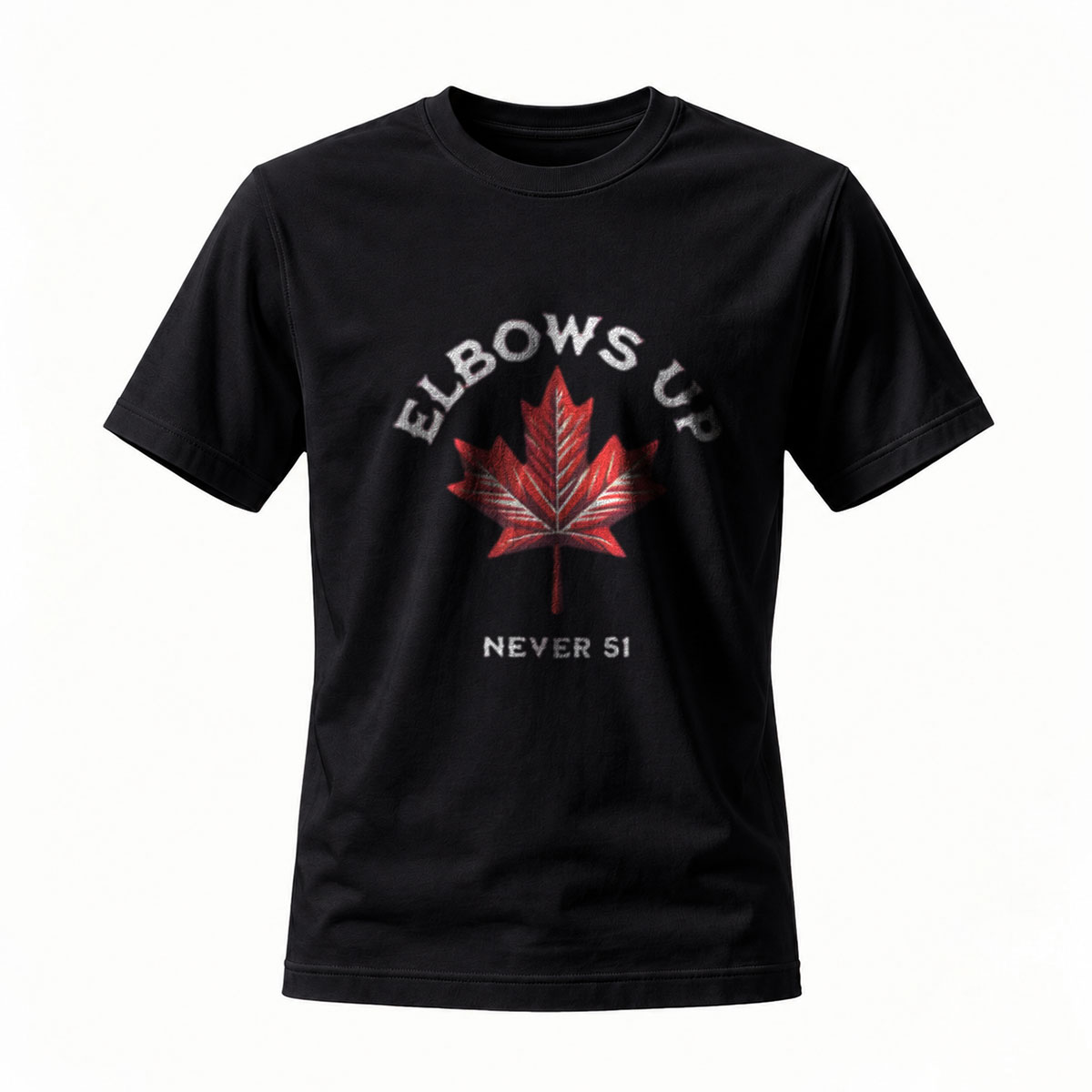 Elbows Up Never Sit Maple Leaf T-Shirt Men's Casual Wear