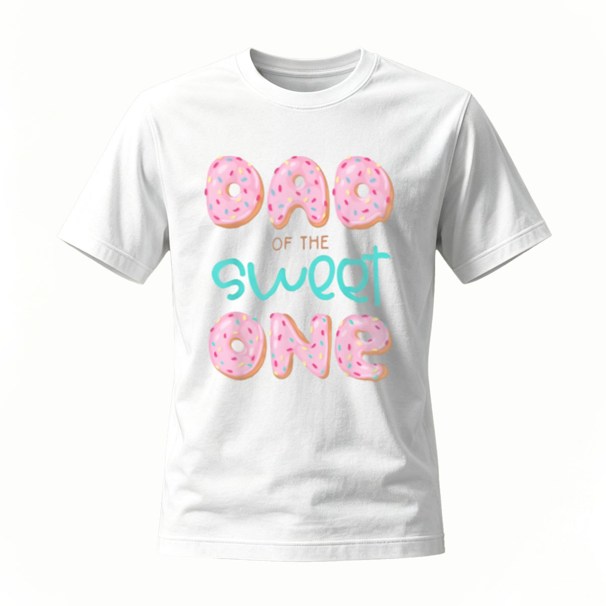 Dad of the Sweet One Donut Print T-Shirt Men's Gift - Image 2