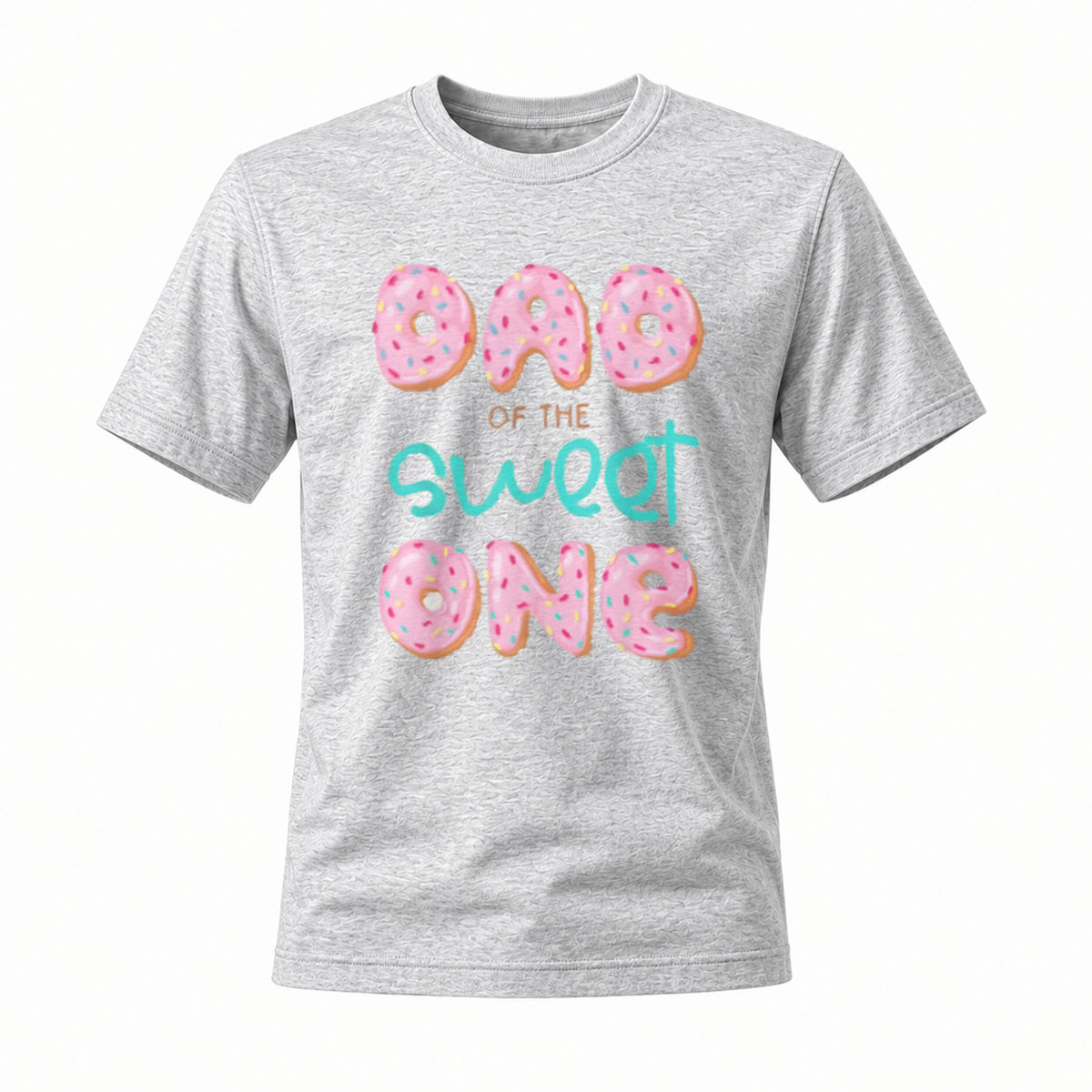 Dad of the Sweet One Donut Print T-Shirt Men's Gift - Image 3