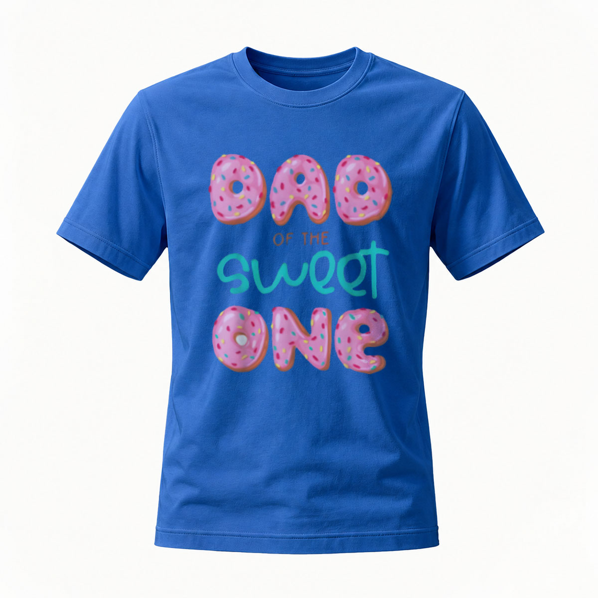 Dad of the Sweet One Donut Print T-Shirt Men's Gift - Image 4