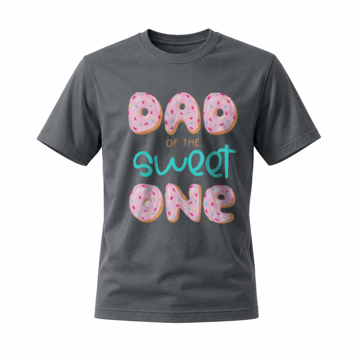 Dad of the Sweet One Donut Print T-Shirt Men's Gift - Image 6