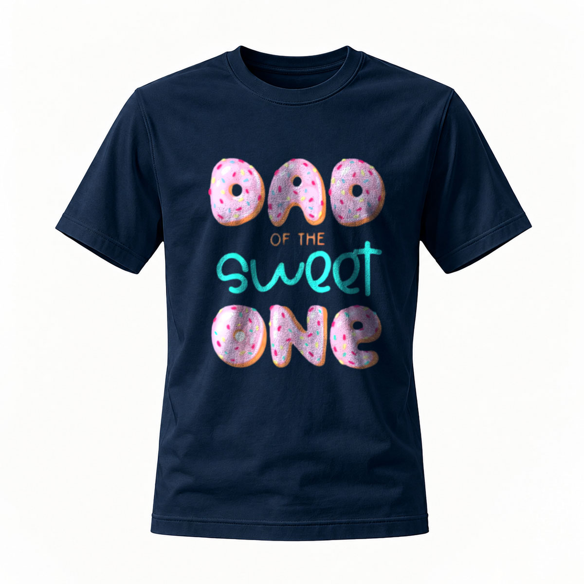 Dad of the Sweet One Donut Print T-Shirt Men's Gift - Image 7