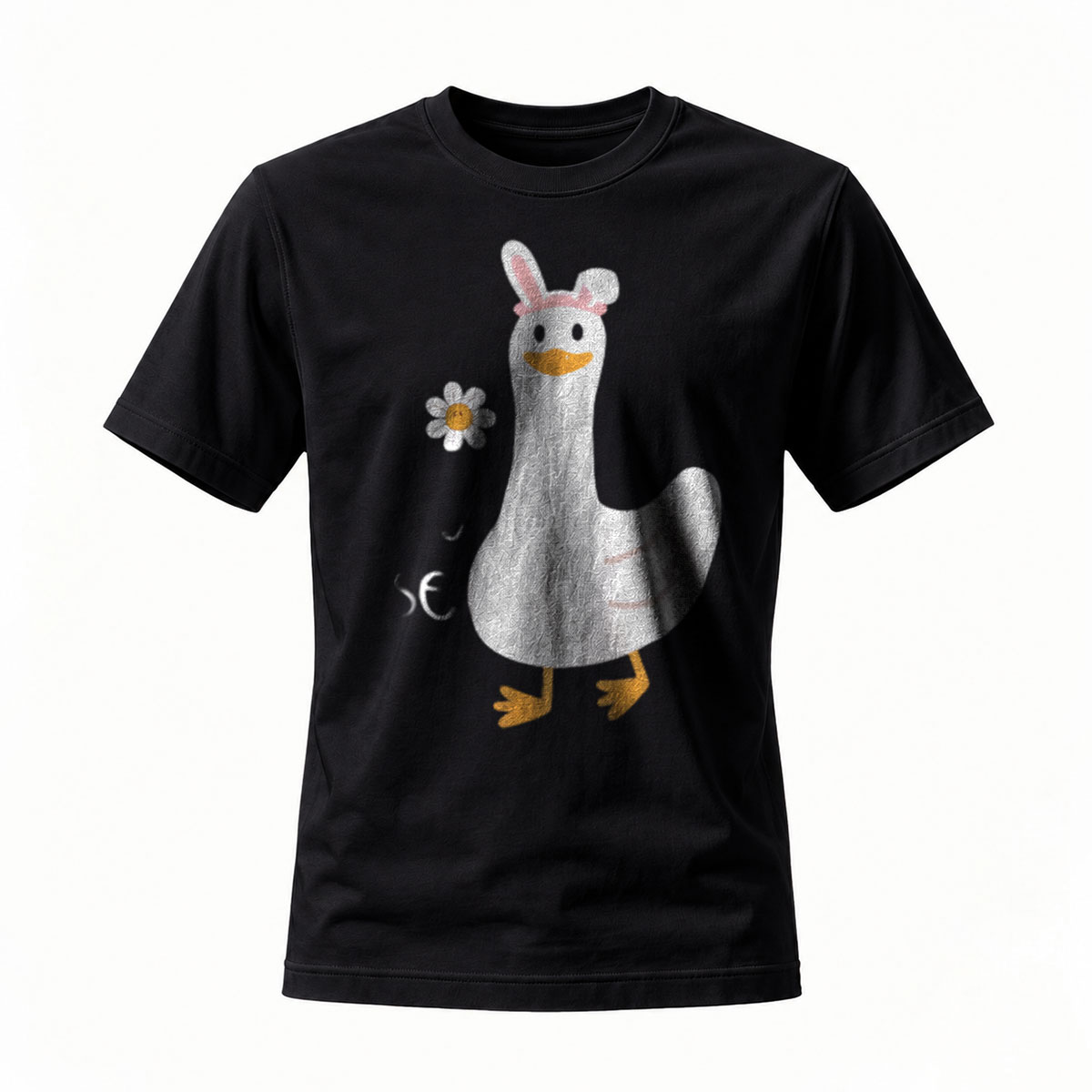 Duck with Bunny Ears and Daisy Flower T-Shirt