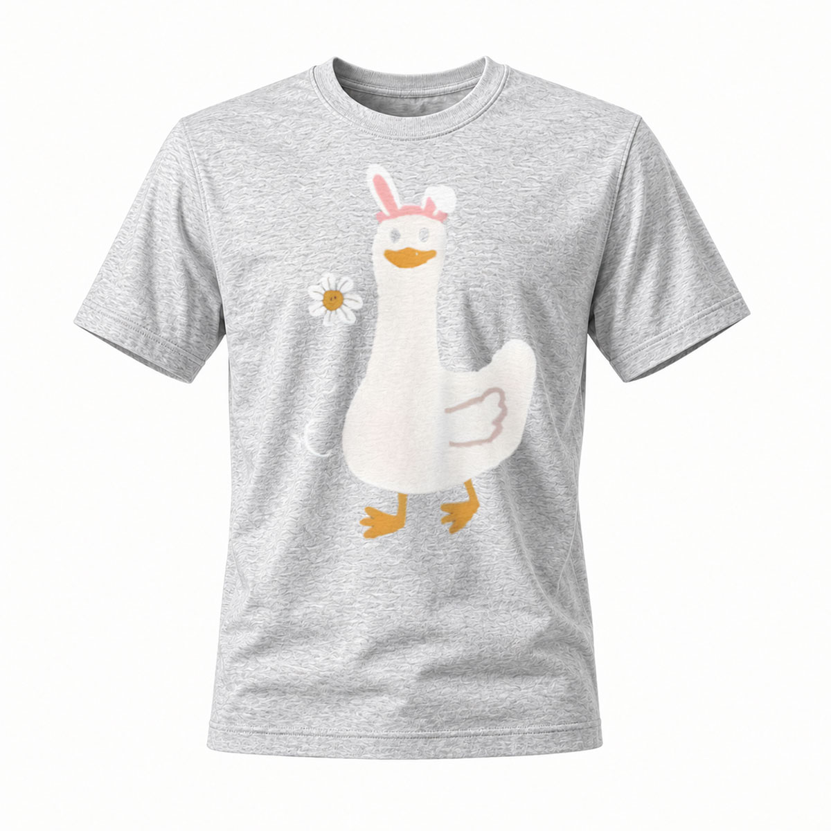Duck with Bunny Ears and Daisy Flower T-Shirt - Image 3