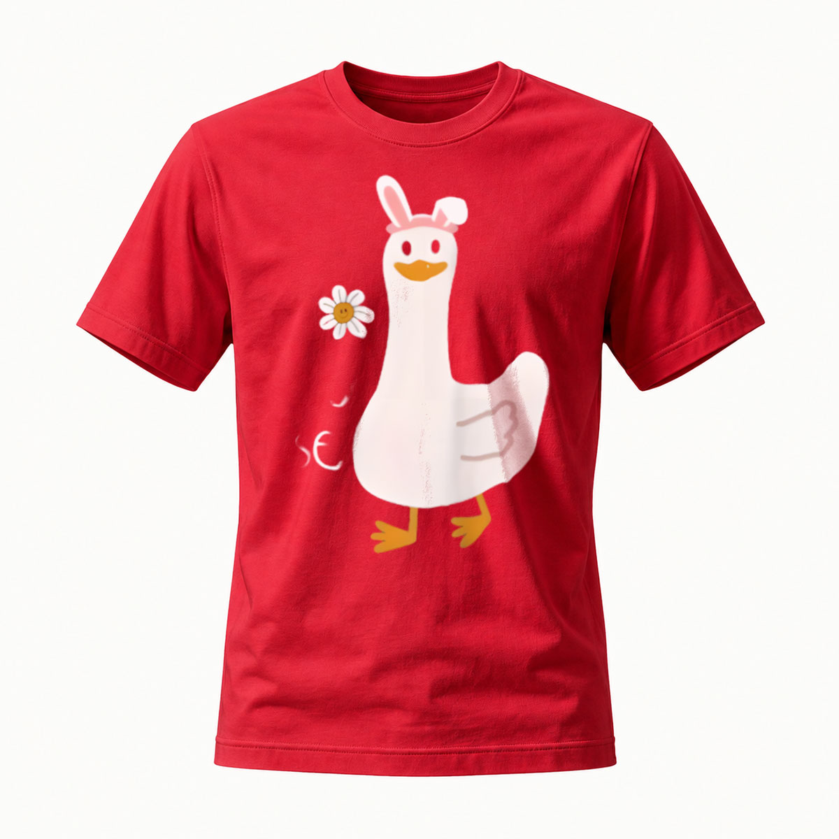 Duck with Bunny Ears and Daisy Flower T-Shirt - Image 5