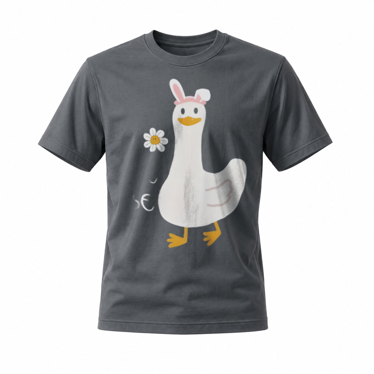 Duck with Bunny Ears and Daisy Flower T-Shirt - Image 6