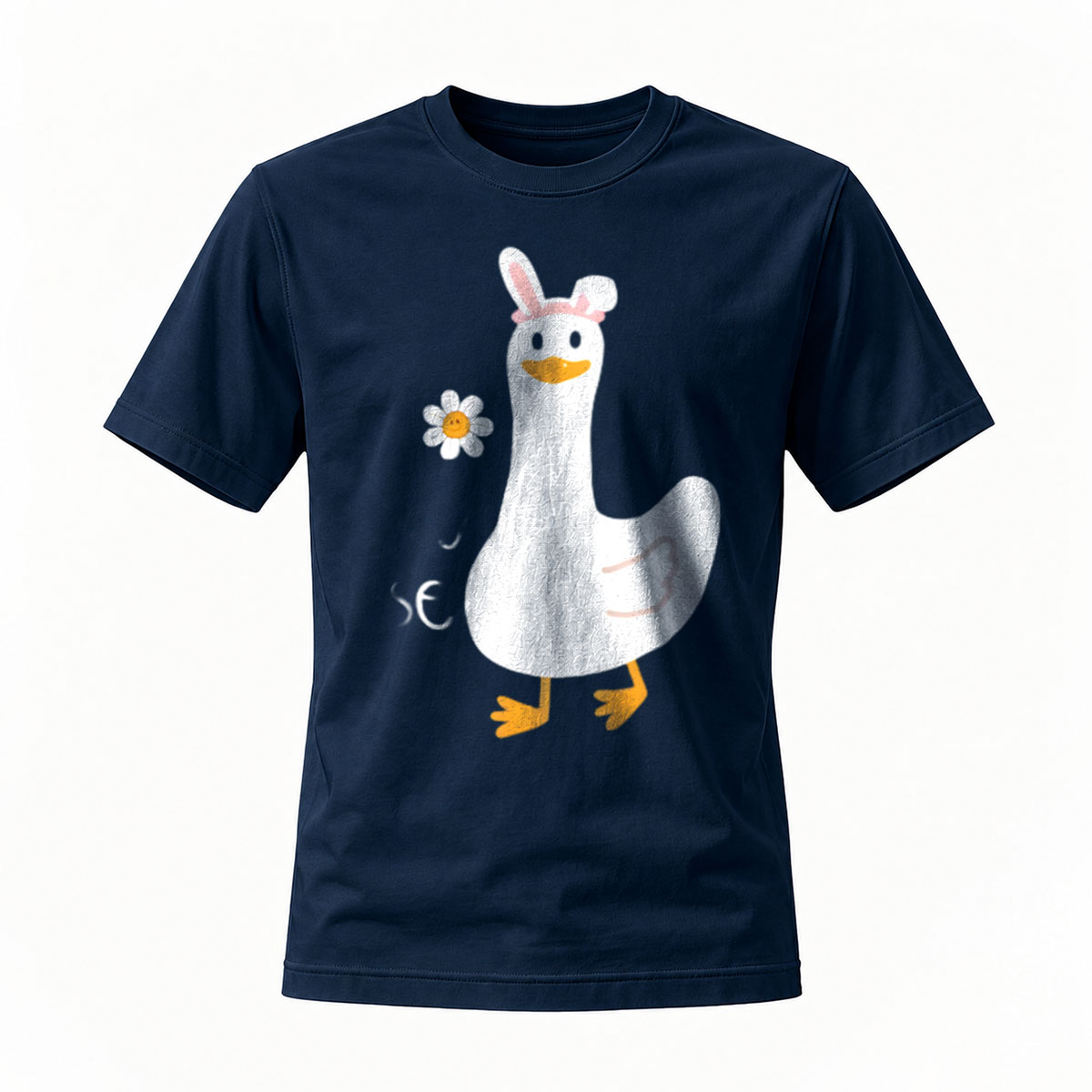 Duck with Bunny Ears and Daisy Flower T-Shirt - Image 7