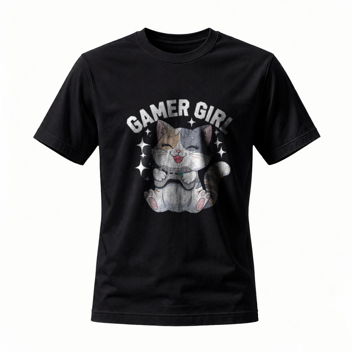 Gamer Girl Cat T-Shirt for Women Men Casual Gaming Gift Wear
