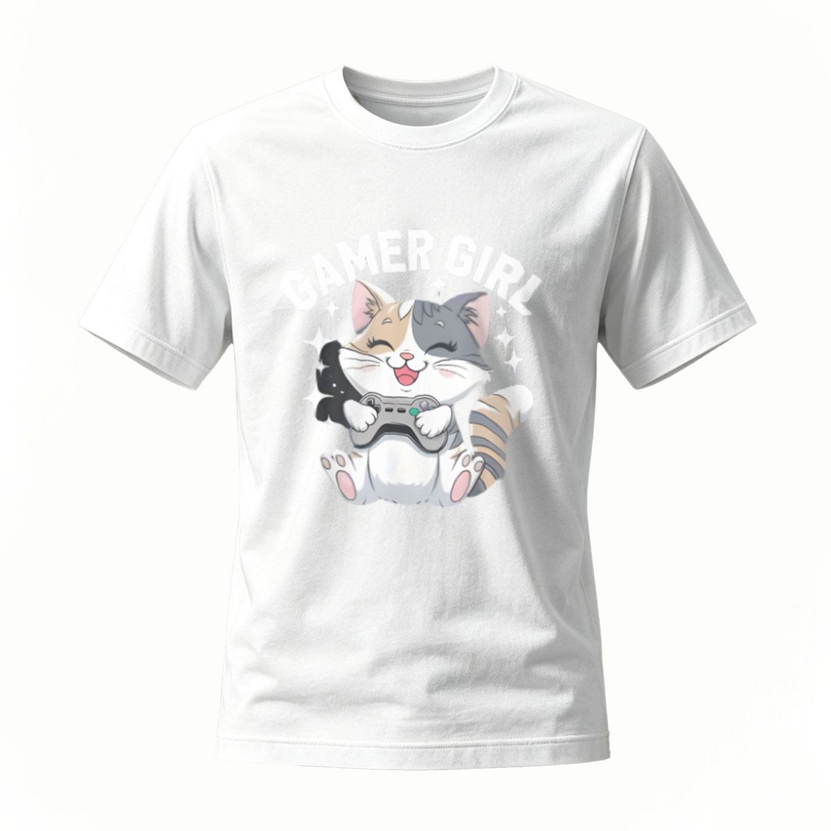 Gamer Girl Cat T-Shirt for Women Men Casual Gaming Gift Wear - Image 2