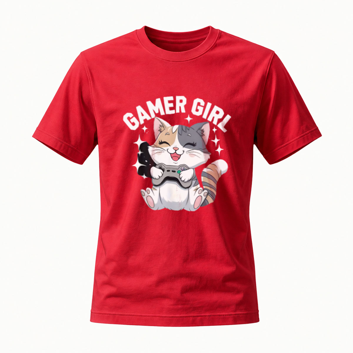 Gamer Girl Cat T-Shirt for Women Men Casual Gaming Gift Wear - Image 5