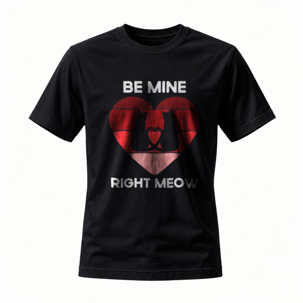 Be Mine Right Meow Cat Heart Valentine T-Shirt
