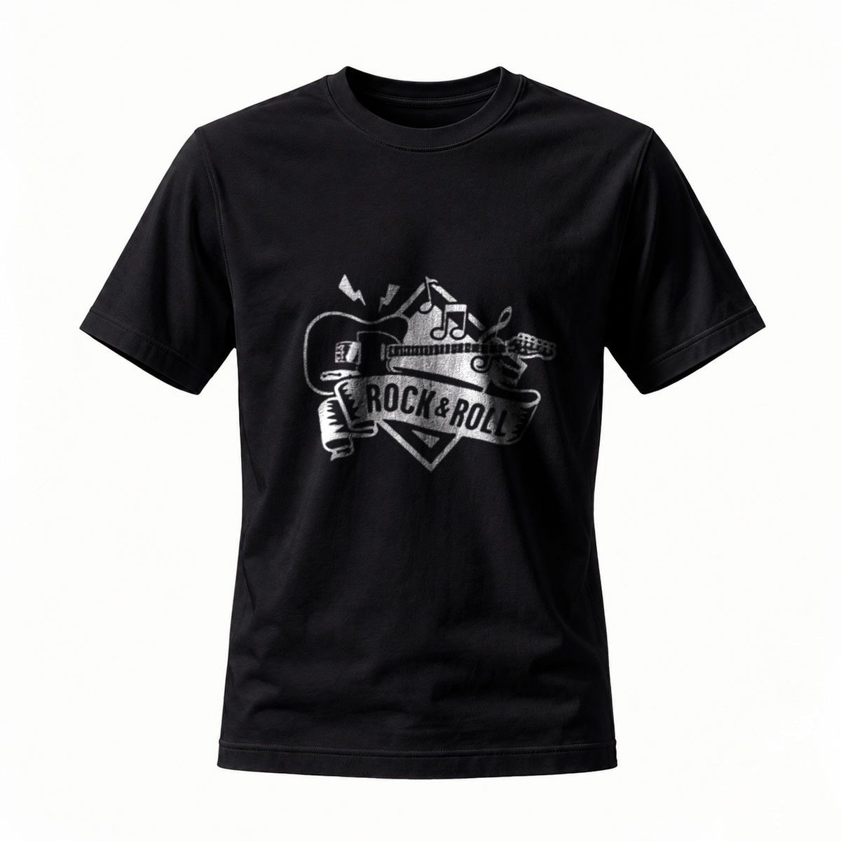 Rock Roll Guitar Music Men's T-Shirt Black Casual Wear